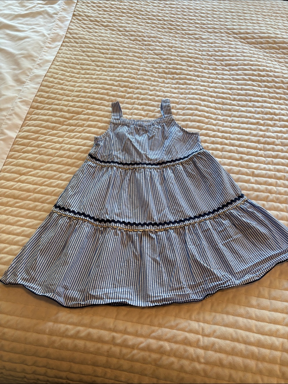 Crewcuts Blue and White Striped Tiered Sundress